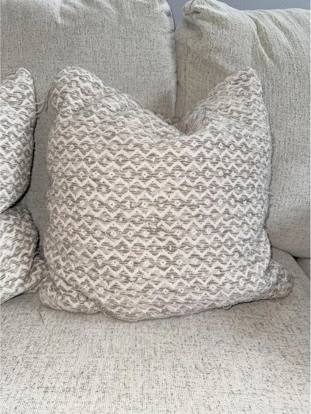 Set of 2 Decorative Beige Textured Throw Pillows